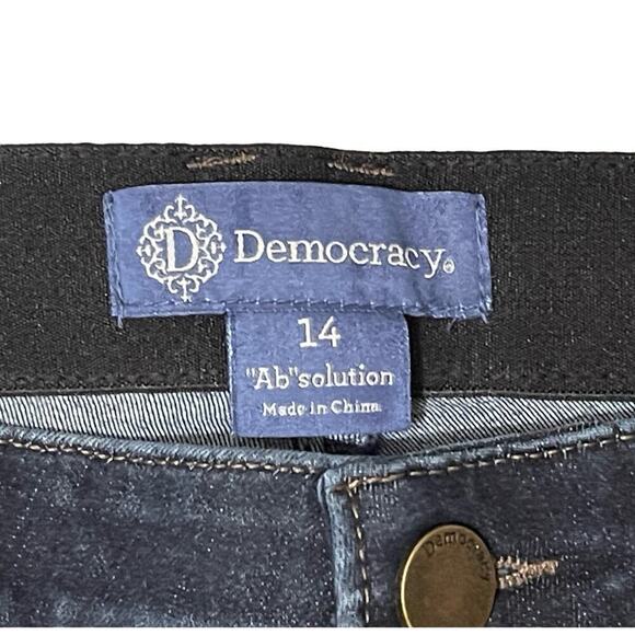 Democracy‎ Women's Jeans Ab Technology Reworked Upcycled High Rise Bling Size 14 - Picture 2 of 11